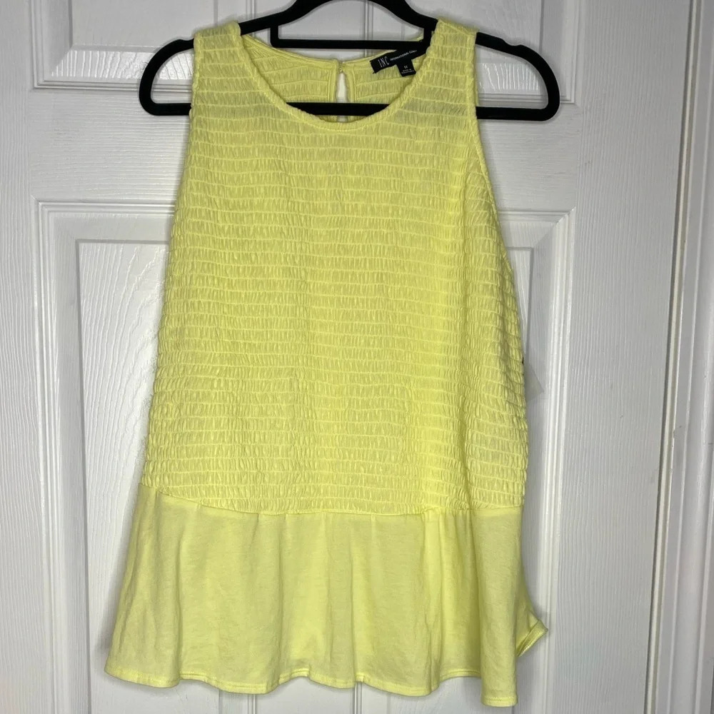 INC INTERNATIONAL CONCEPTS NWT Riviera Peplum Top Yellow‎ Pear Size 1x